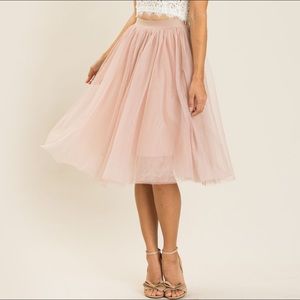 Jacqueline Dusty Rose Tulle Midi Skirt